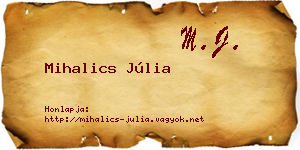 Mihalics Júlia névjegykártya